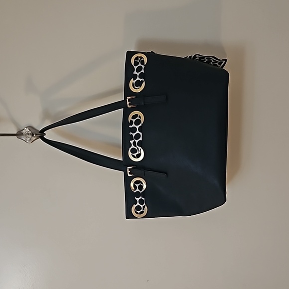 MICHAEL KORS Navy Blue Jet Set Polka Dot Scarf Tote Bag - Picture 8 of 16